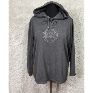 Michael Kors Top Women's 1X Gray Long Sleeve Embellished Hoodie Pullover Tunic